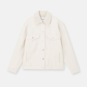 Oversized denim jacket with faux shearling